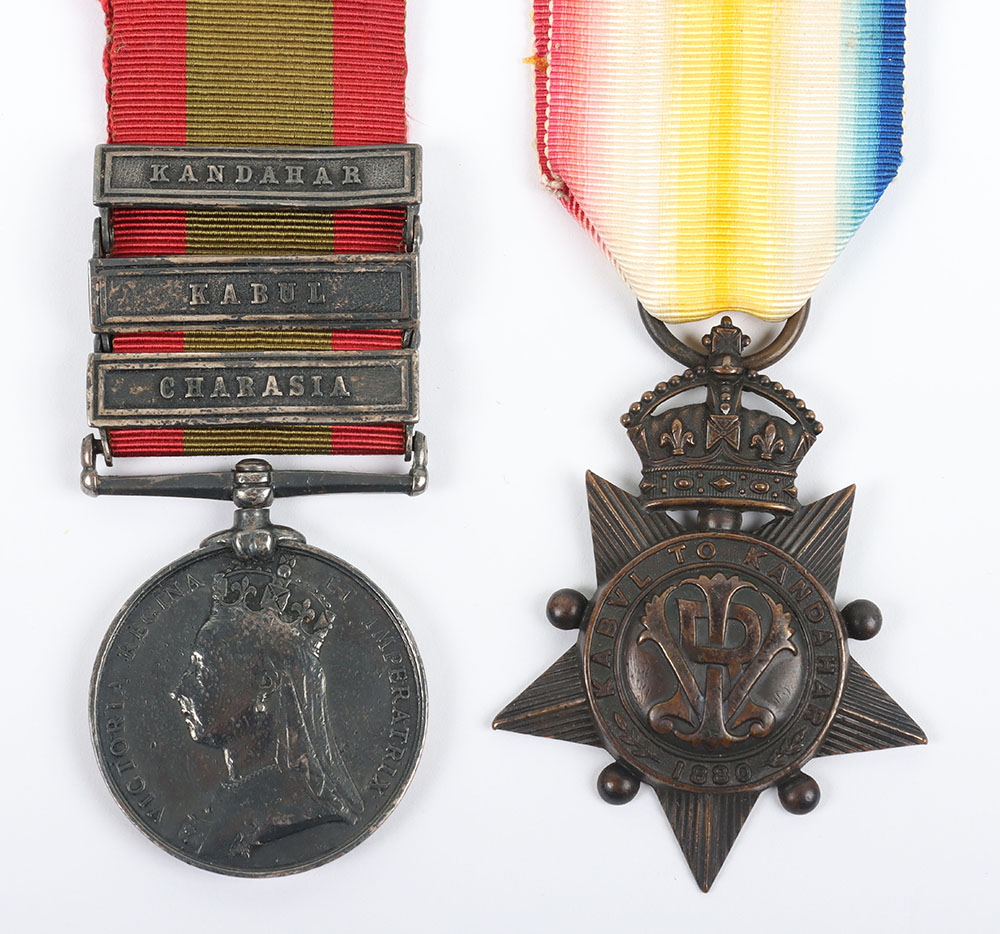 #14 – Second Afghan War Campaign Medal Pair to a Piper in the 92nd (Gorgon Highlanders) Regiment of Foot, During the Assault on Pir Paimal in the Battle of Kandahar he Struck up a Tune on his Bagpipes Until the Bag was Pierced by an Enemy Bullet