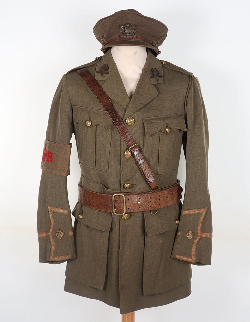 #142 – WW1 British Officers Cuff Rank Tunic, Peaked Cap and Equipment of 2nd Lieutenant H E Cuthbert Manchester Regiment (Volunteer Force)