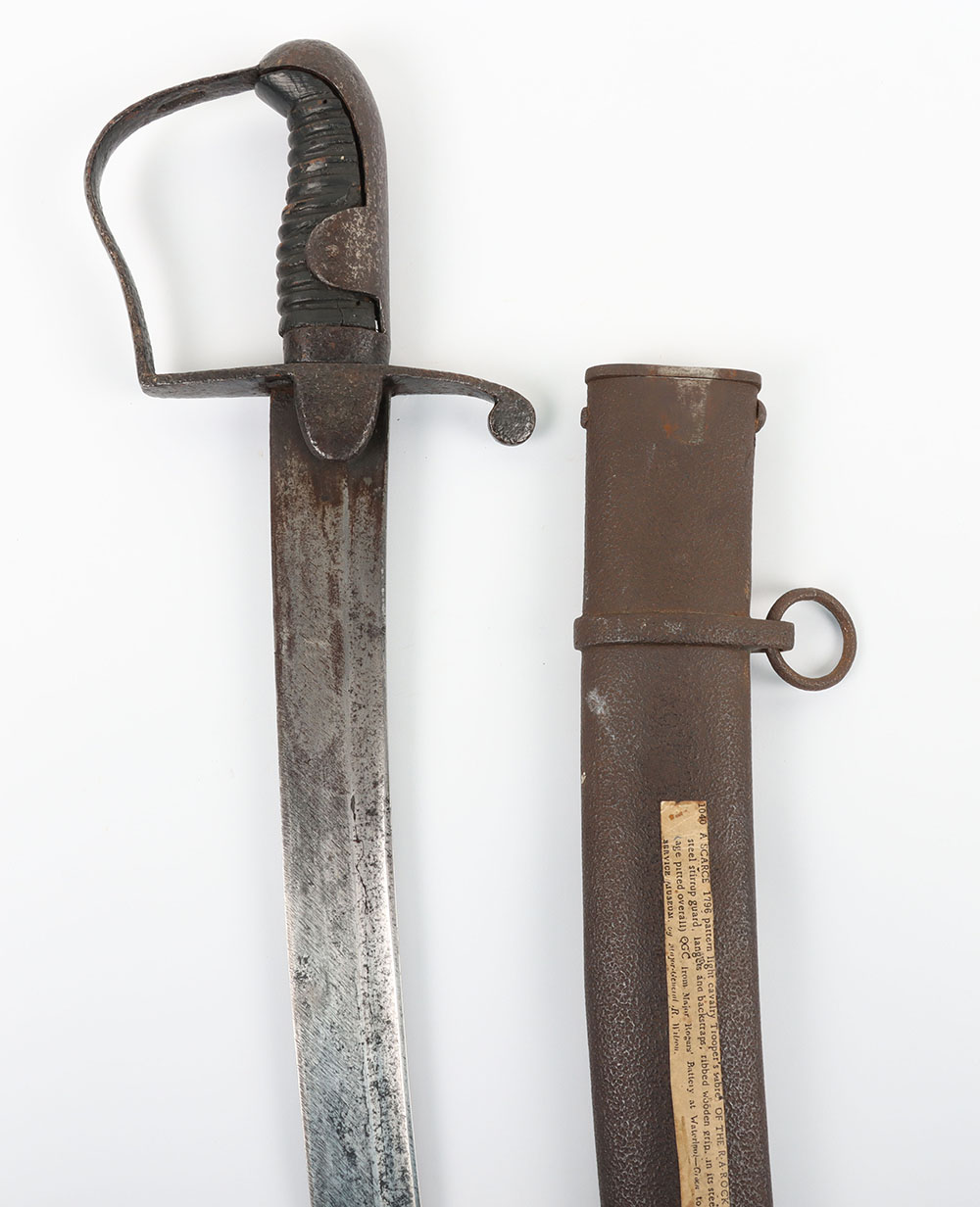 #319 – Interesting 1796 Pattern Cavalry Troopers Sword with History Relating to the Major Rogers Rocket Battery at Waterloo