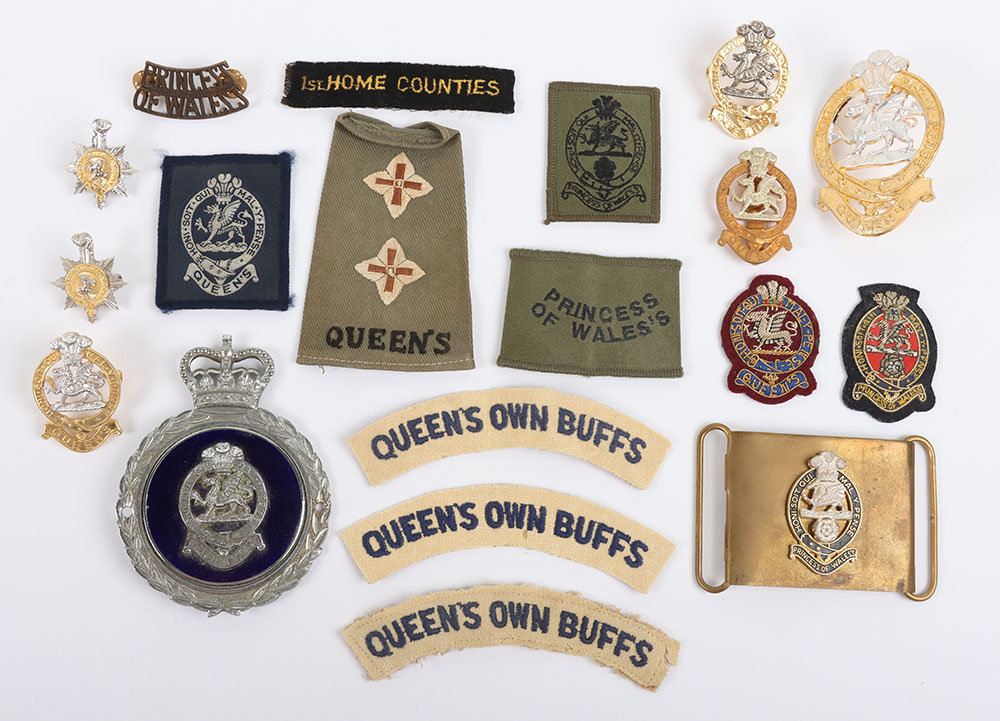 #57 – Grouping of Queens Own Buffs, Queens Regiment and Princess of Wales Royal Regiment Badges