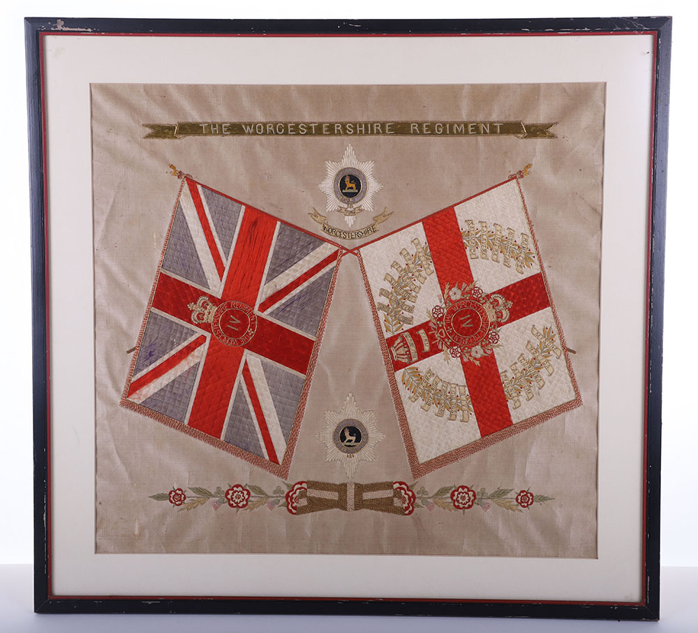 #79 – BRITISH BOAR WAR PERIOD REGIMENTAL EMBROIDERY OF THE ‘WORCESTESHIRE REGIMENT’