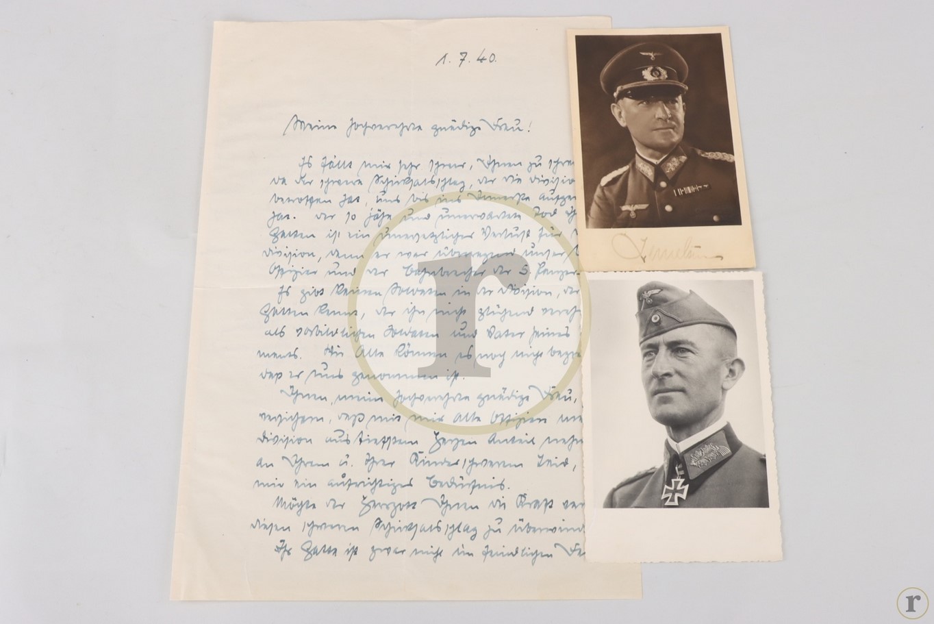 #70-0196 – Lemelsen, Joachim – 2 portrait photos, 1 handwritten letter