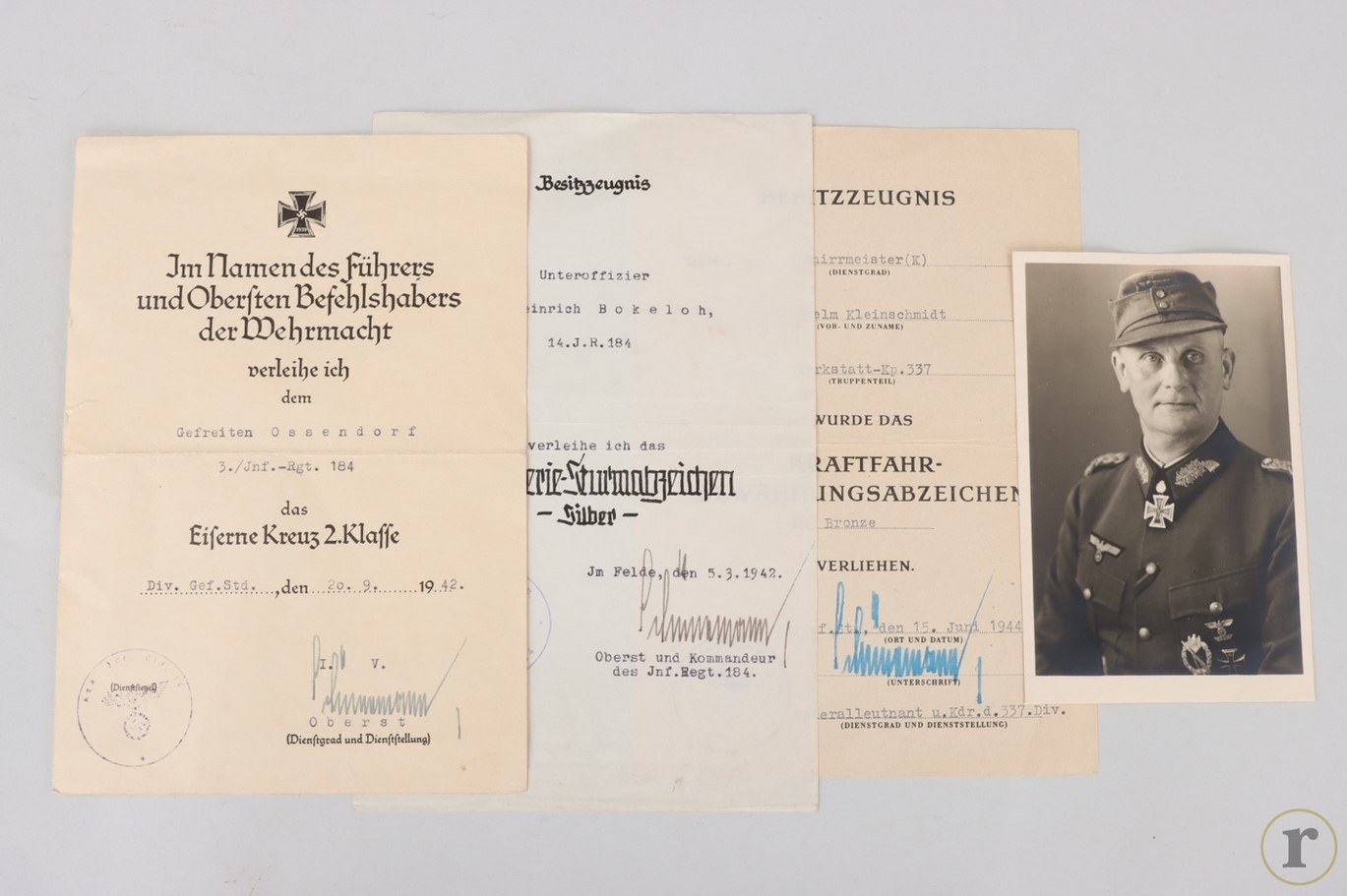 #70-0313 – Schünemann, Otto – photo & 3 autographs on citations