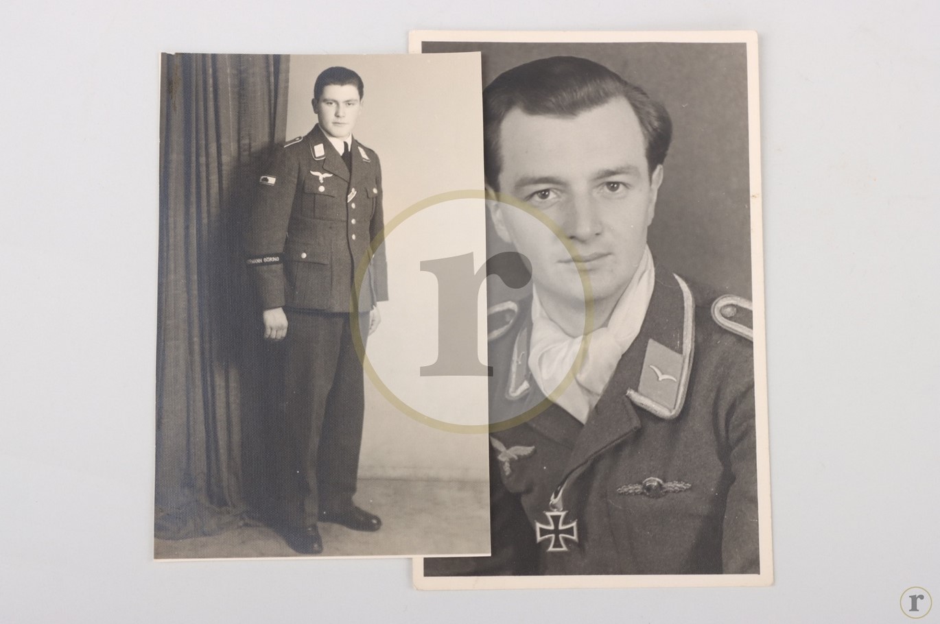 #70-0397 – 2 x Luftwaffe portrait photos – ‘HG’ member with Tank Destruction Badge