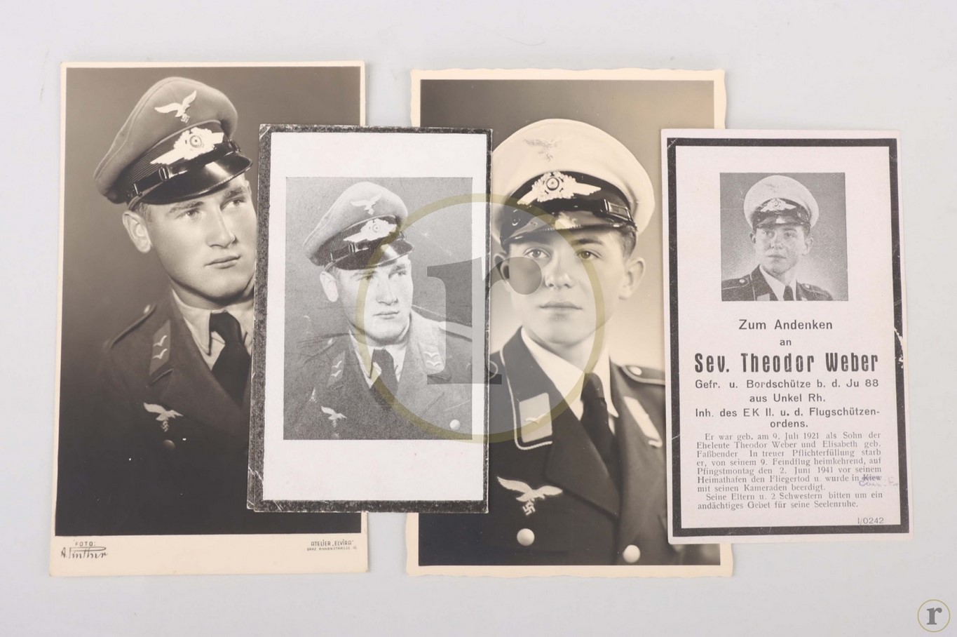 #70-0405 – 4 x Luftwaffe portrait photos + death cards