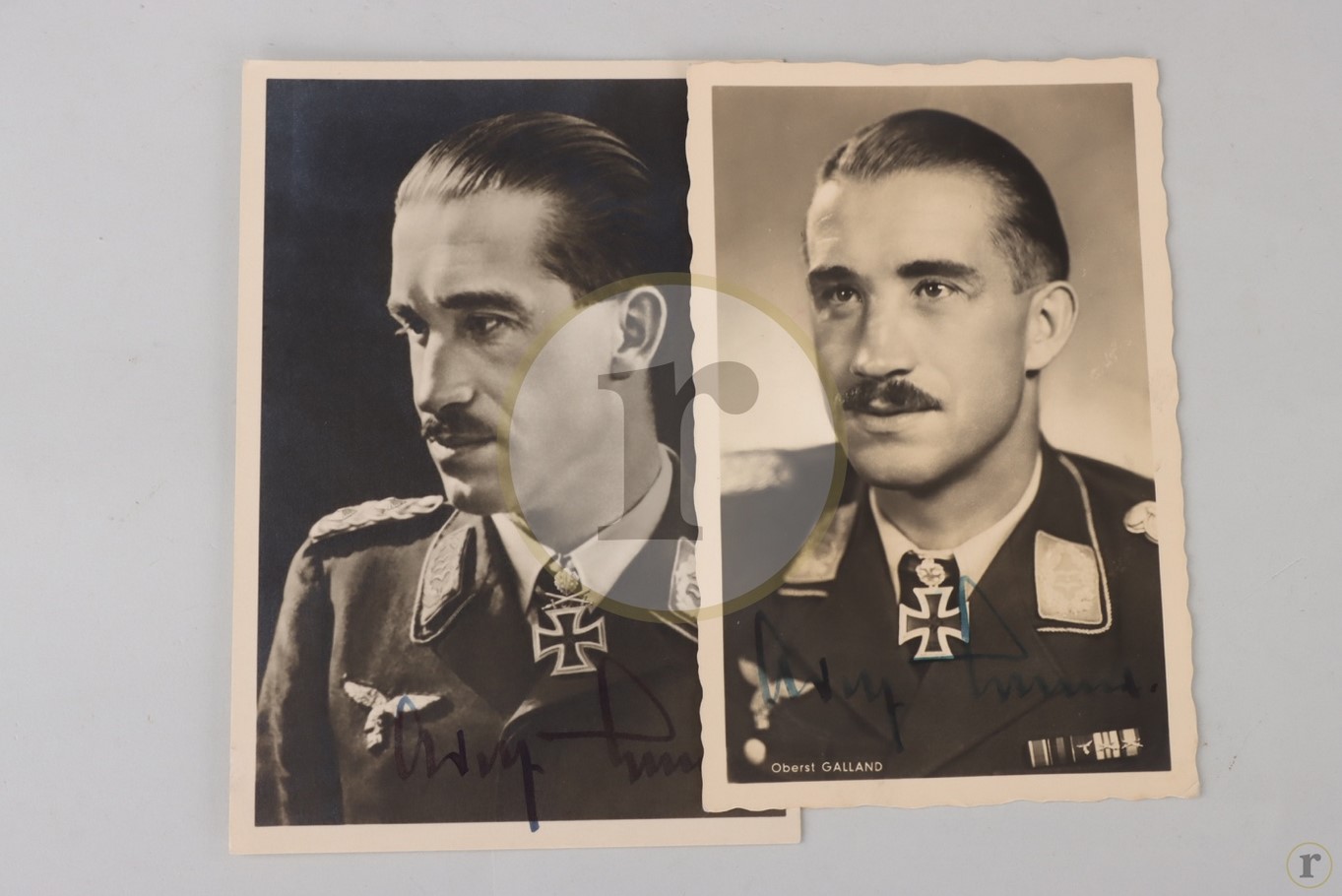 #70-0086 – Galland, Adolf – 2 ink autographs on postcards