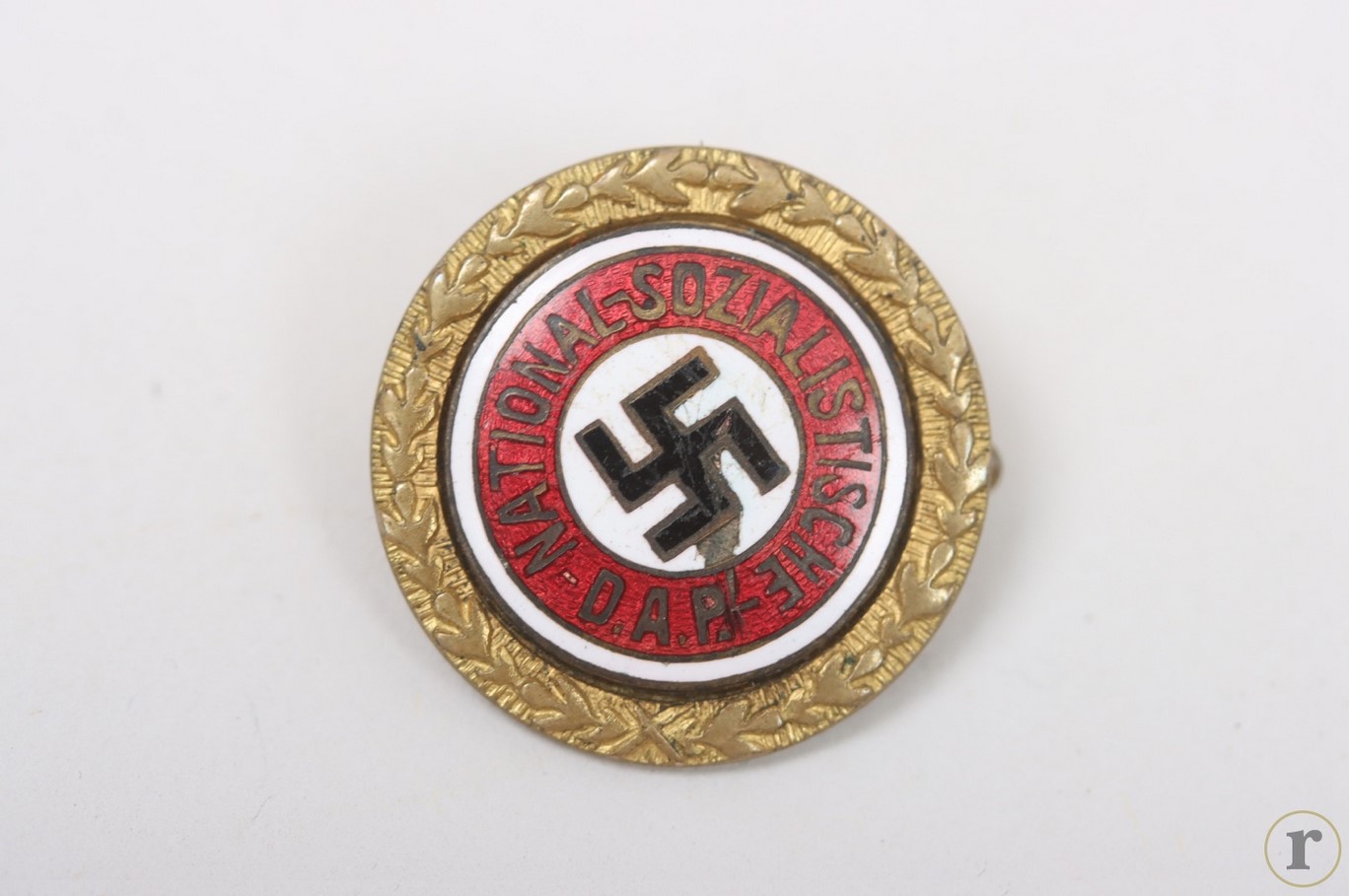 #71-1395 – NSDAP Golden Party Badge -‘6960’ (small type)