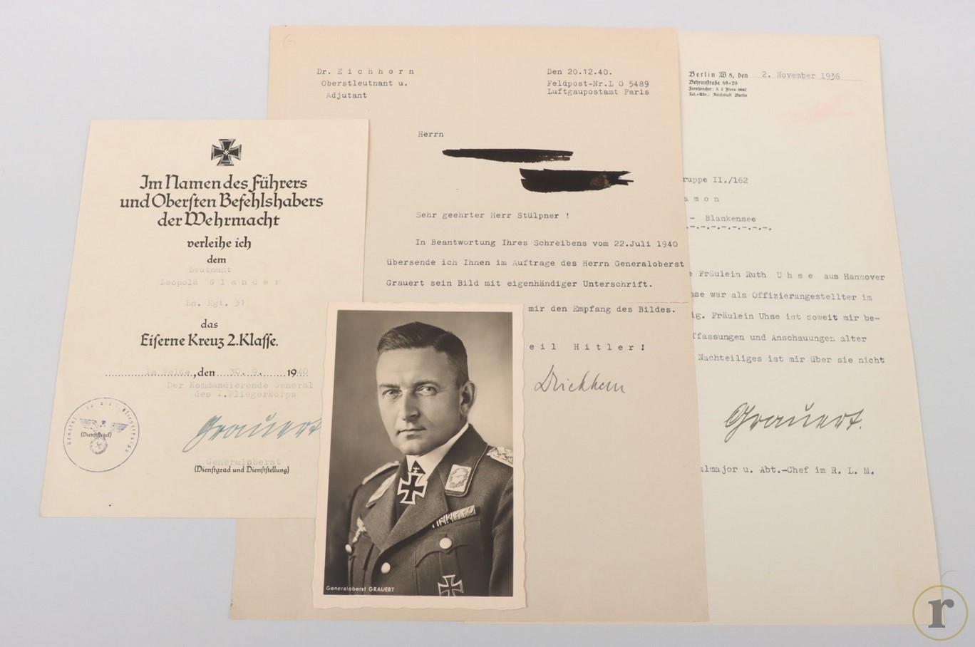 #70-0101 – Grauert, Ulrich – 2 autographs, postcard, letter