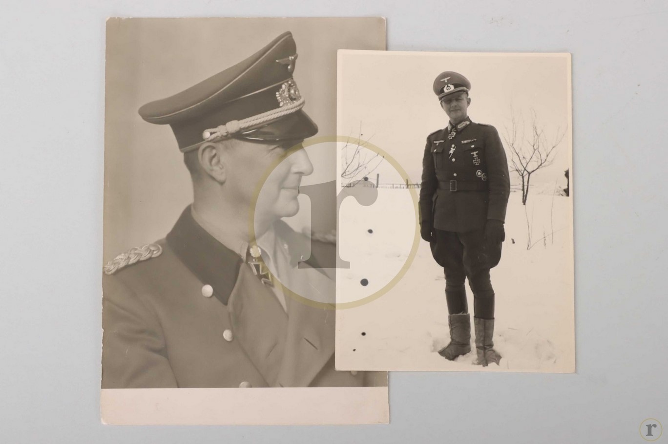 #70-0103 – Greiner, Heinrich (General) – two Oak Leaves winner portrait photos – hand-signed