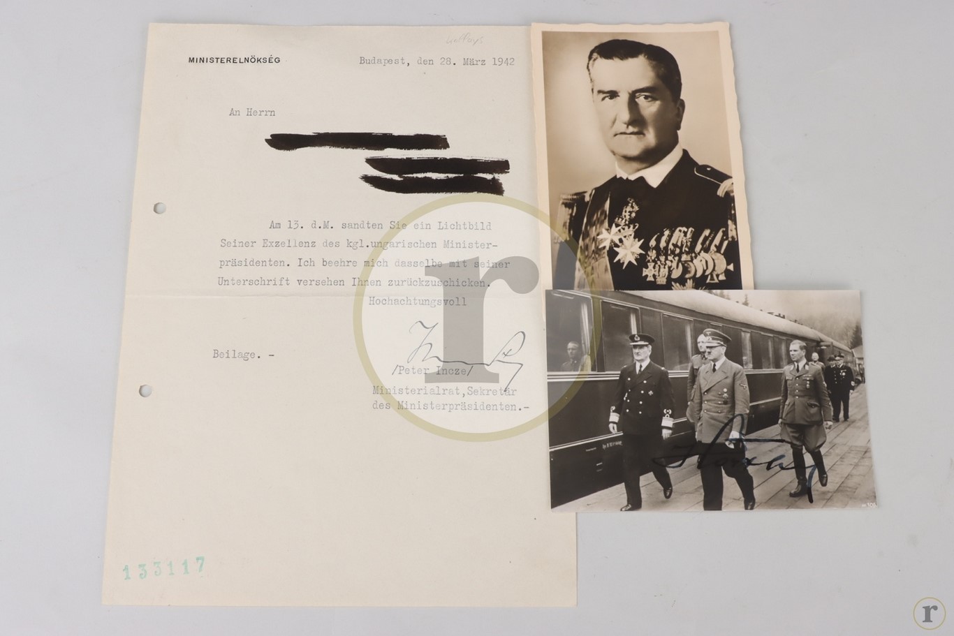 #70-0141 – Horthy – Miklos – letter, photo, autographs