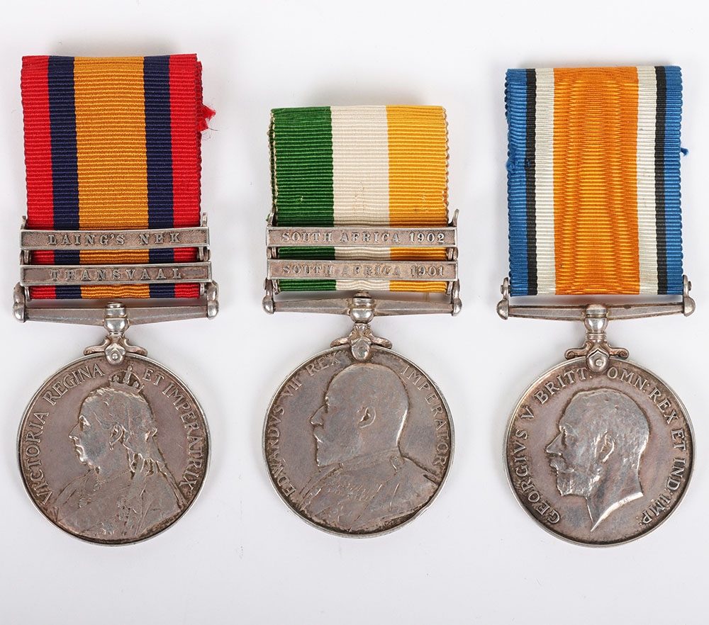 #30 – Full Entitlement Medal Group of Three for Service in Both the Boer War and Great War, Rifle Brigade & Ox and Bucks Light Infantry