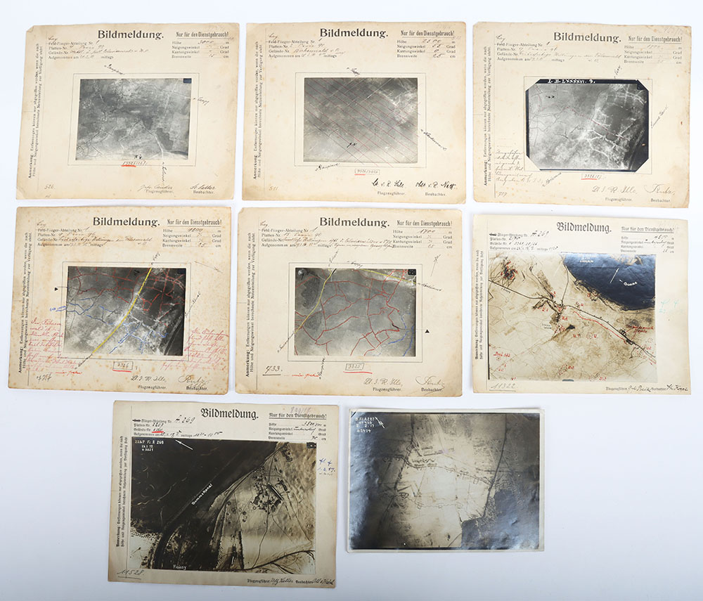 #378 – 8x Imperial German Air Service Aerial Photograph Reports (Bildmeldung) of the Southern Sector of the Somme in 1916 and 1917