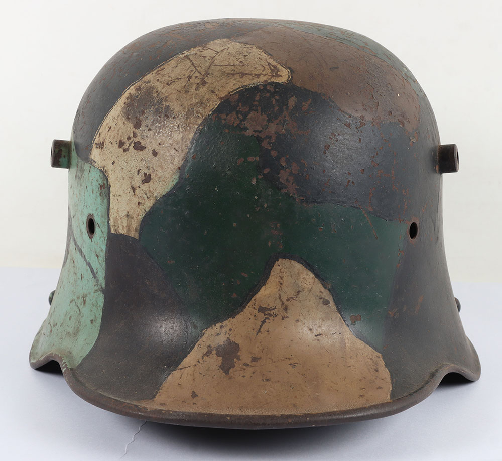 #400 – WW1 German M-16 Camouflaged War Trophy Steel Helmet