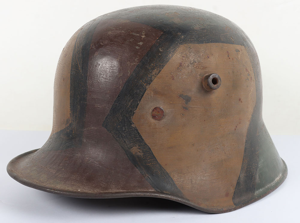 #402 – WW1 German M-18 Camouflaged Steel Combat Helmet