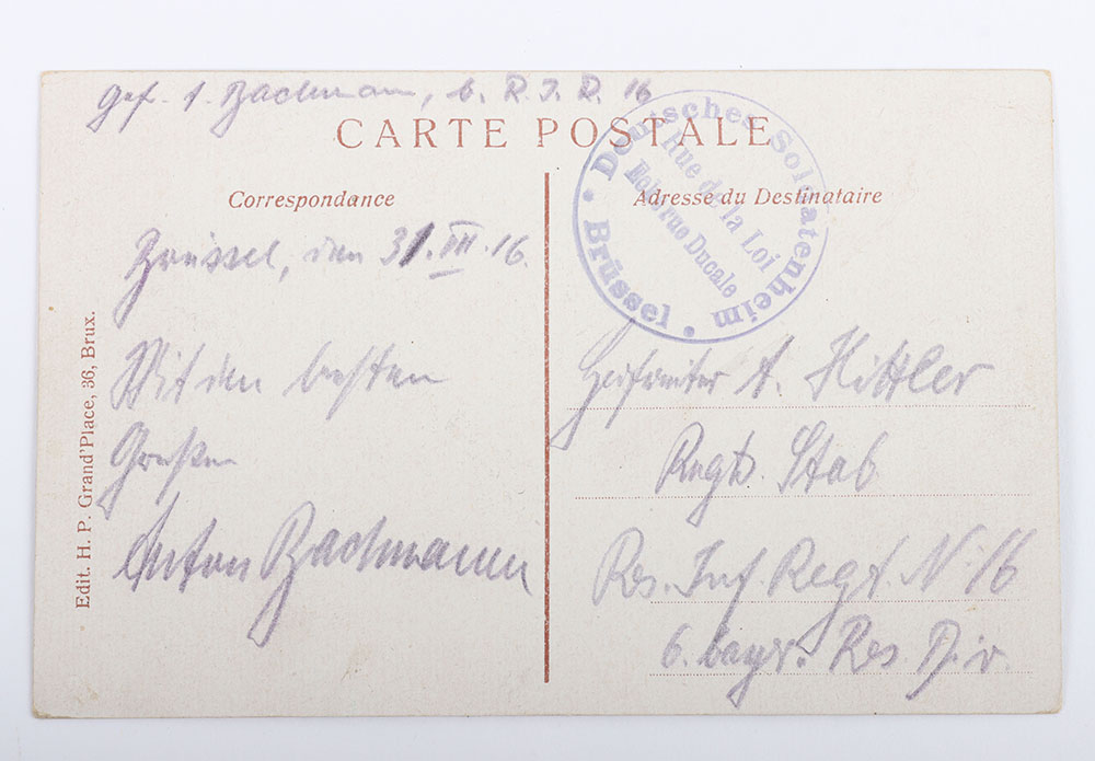 #403 – Historically Interesting Postcard Addressed to Adolf Hitler in 1916