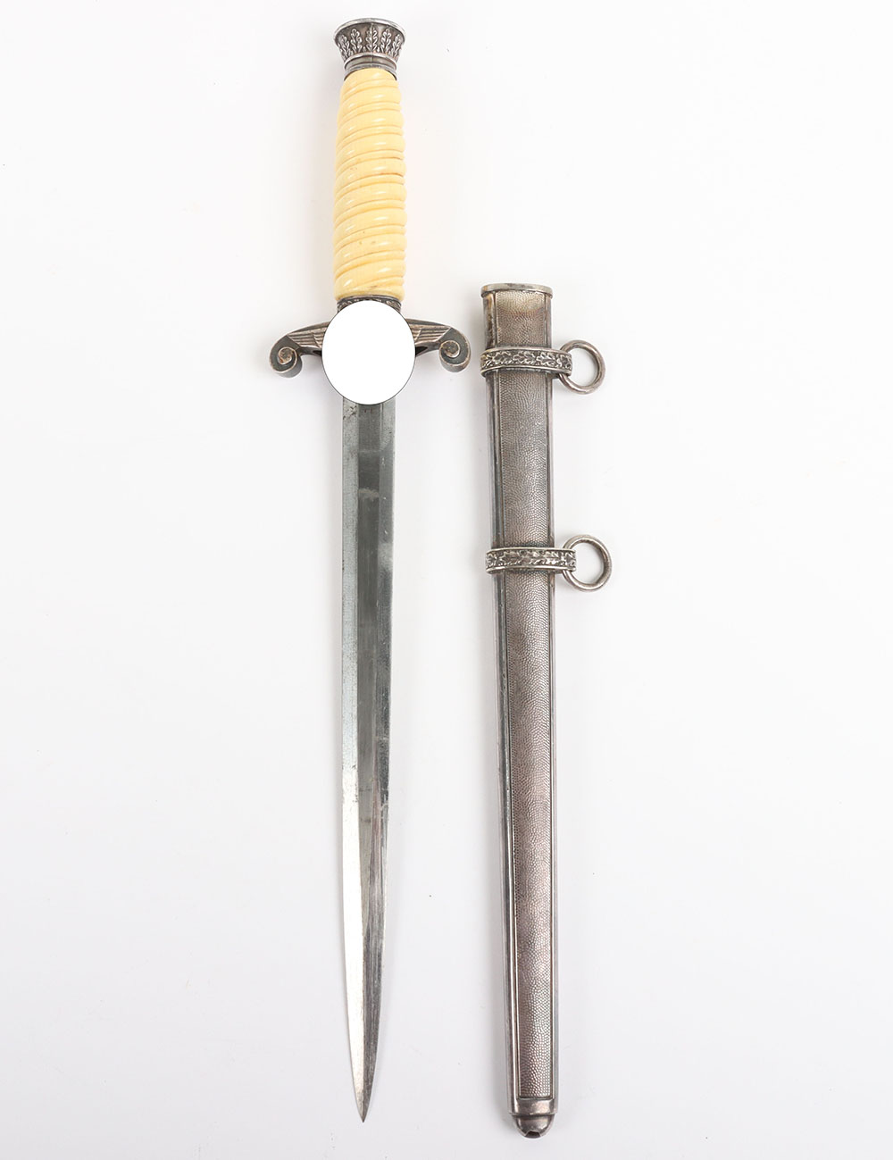 #425 – WW2 German Army Officers Dress Dagger with Artificial Ivory Grip by Robert Klaas, Solingen