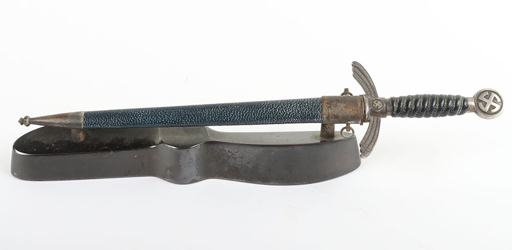 #439 – Third Reich Miniature Luftwaffe Officers Sword by Alex Coppel, Solingen, Mounted on Deluxe Propeller Base