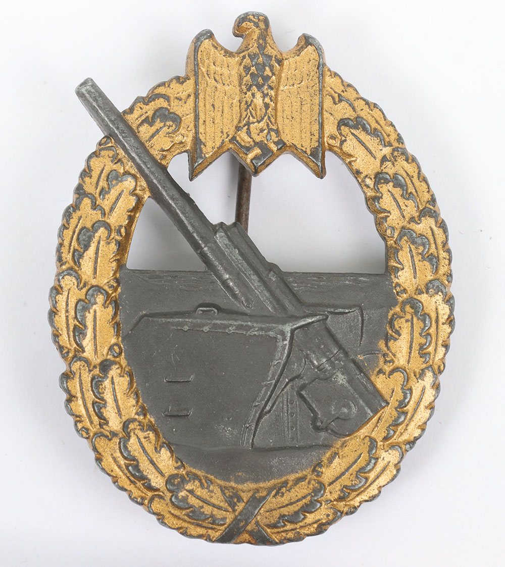 #481 – WW2 German Kriegsmarine Coastal Artillery War Badge by Friedrick Linden, Lüdenscheid