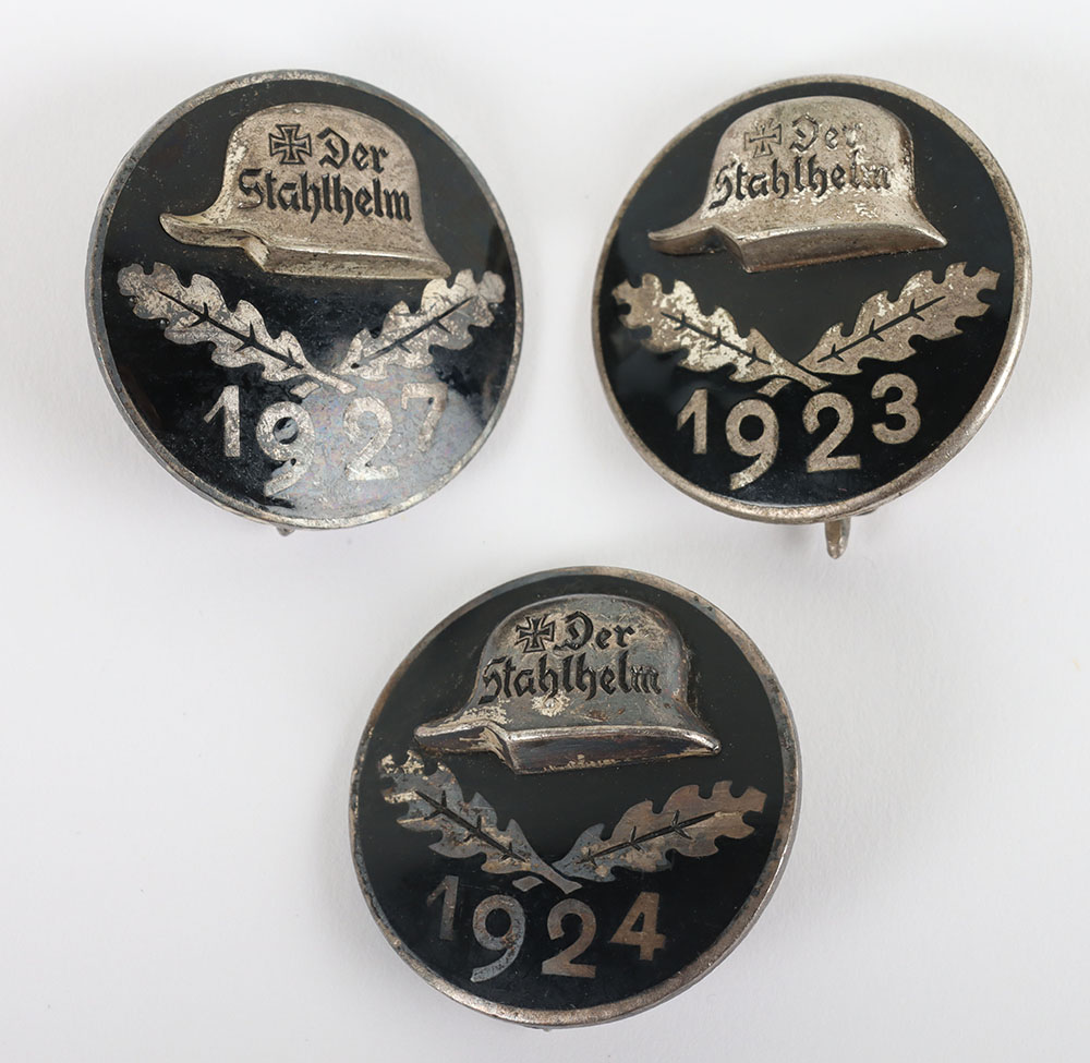 #486 – 3x Stahlhelmbund Membership Badges, 1923, 1924 and 1927