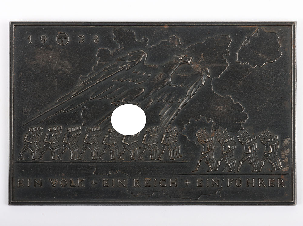 #488 – Third Reich SA (Sturmabteilung) Non-Portable Plaque ‘Ein Volk – Ein Reich – Ein Führer 1938’