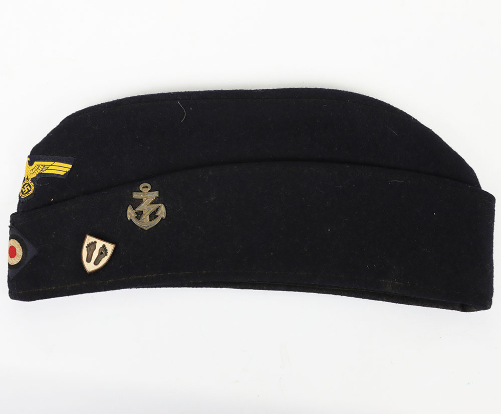 #514 – WW2 German Kriegsmarine Overseas / Side Cap for Enlisted Ranks with Unit Insignia