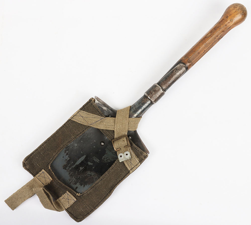 #539 – WW2 German Entrenching Tool with Canvas Harness Holder