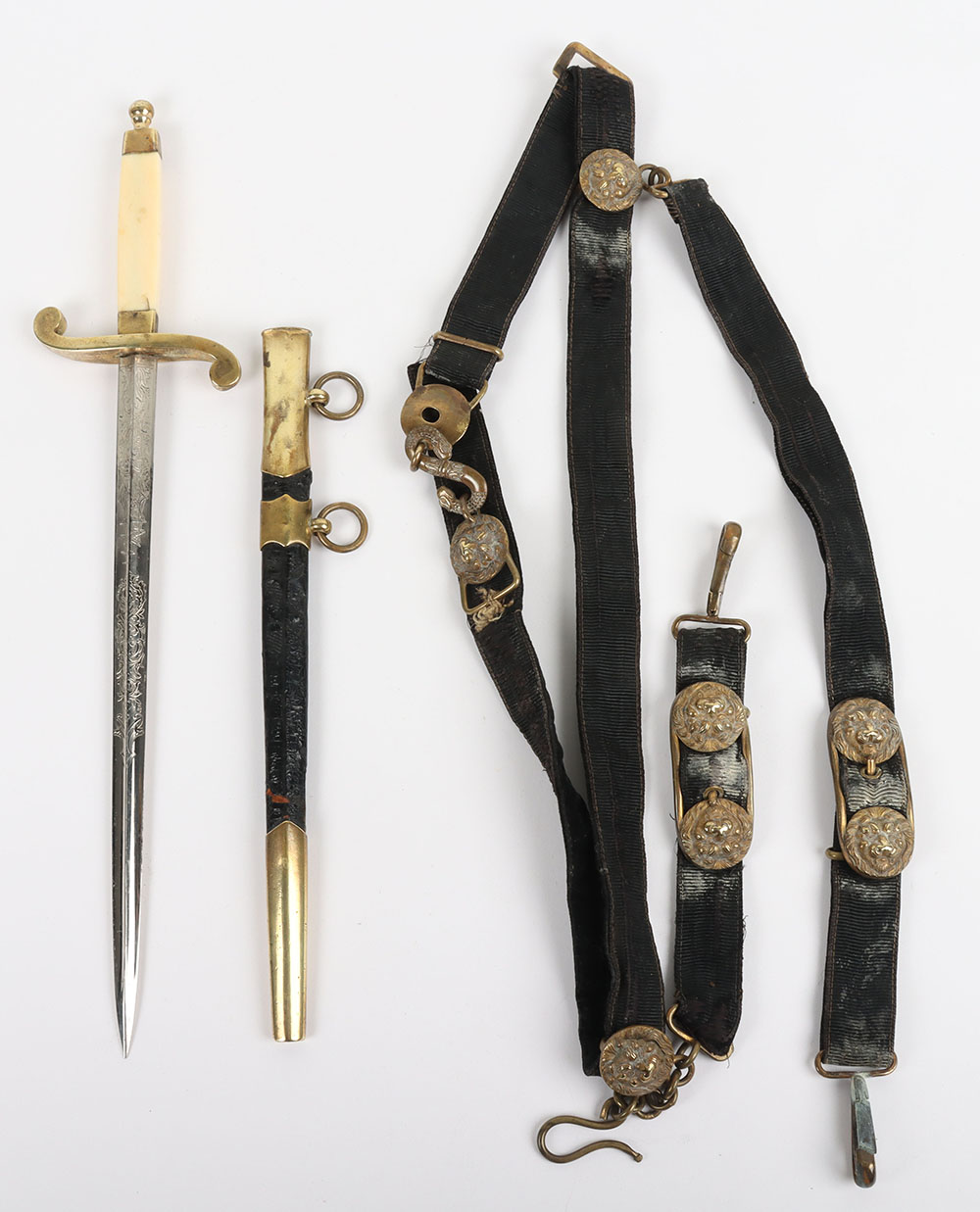 #607 – Imperial Russian Naval Officers Dirk with Hanging Straps and Belt