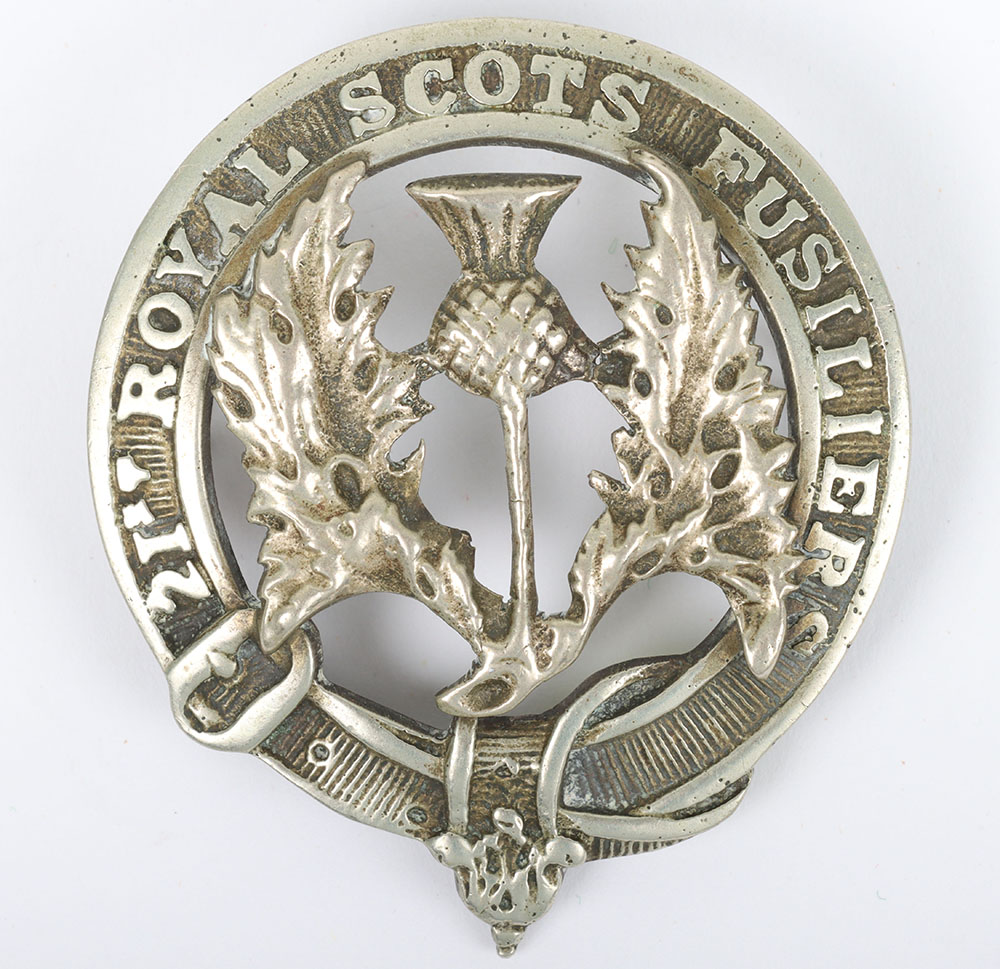 #80 – Unusual 21st of Foot Royal Scots Fusiliers Pipers Headdress Badge