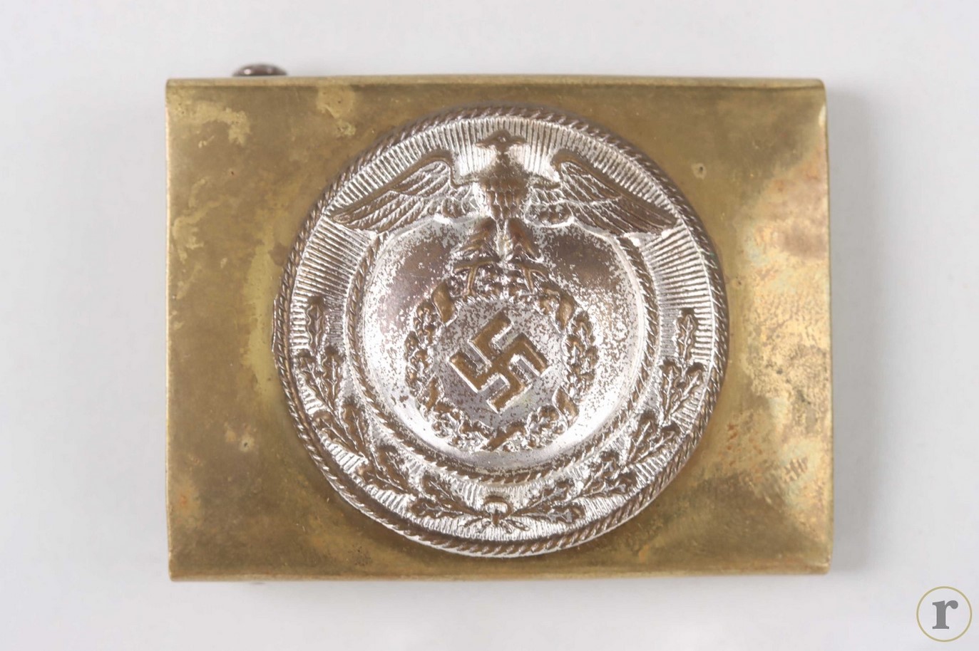 #72-109 – SA buckle (EM/NCO) – Overhoff & Cie. with extremely rare marking on the two-pronged tines RZM UE 71