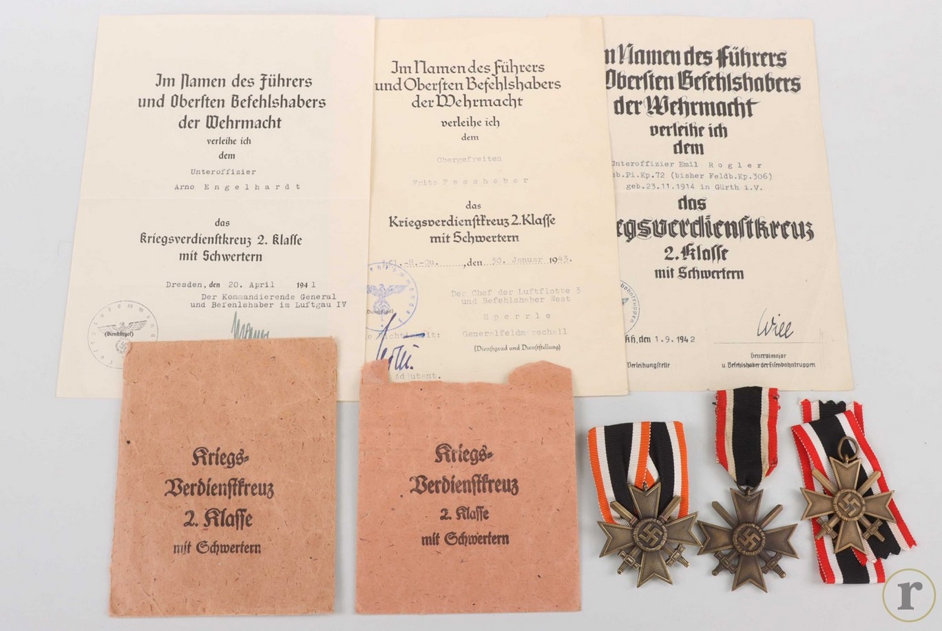 #73-1430 – 3 x 1939 War Merit Cross 2nd Class with Swords + award certificates