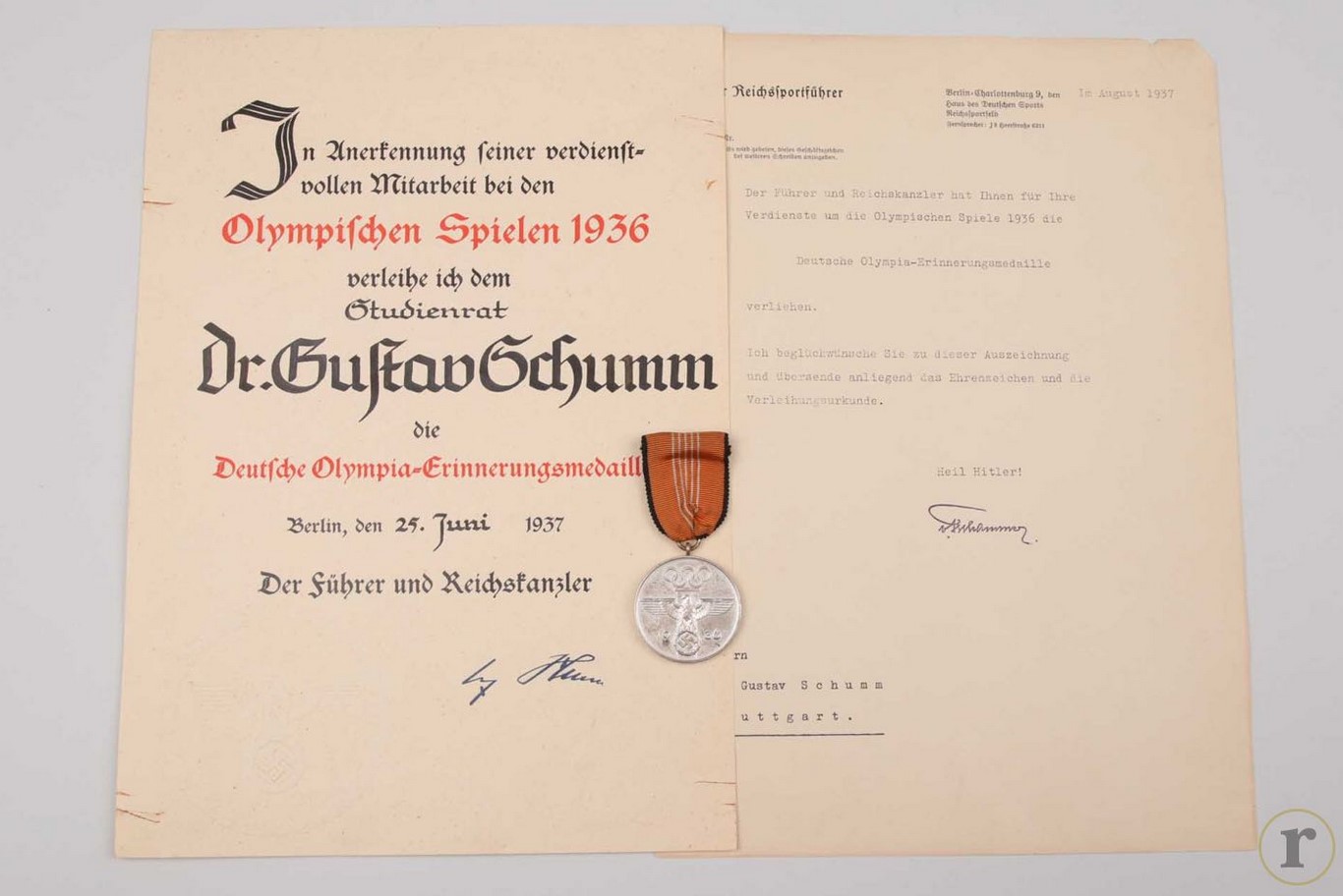 #73-1476 – German Olympic Decoration with certificate