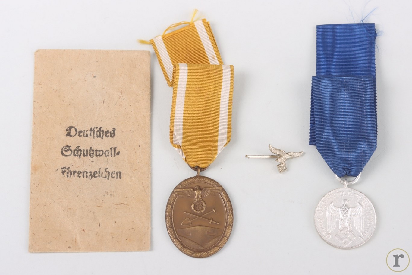 #73-1483 – West Wall Medal with envelope & Long service medal 4 years