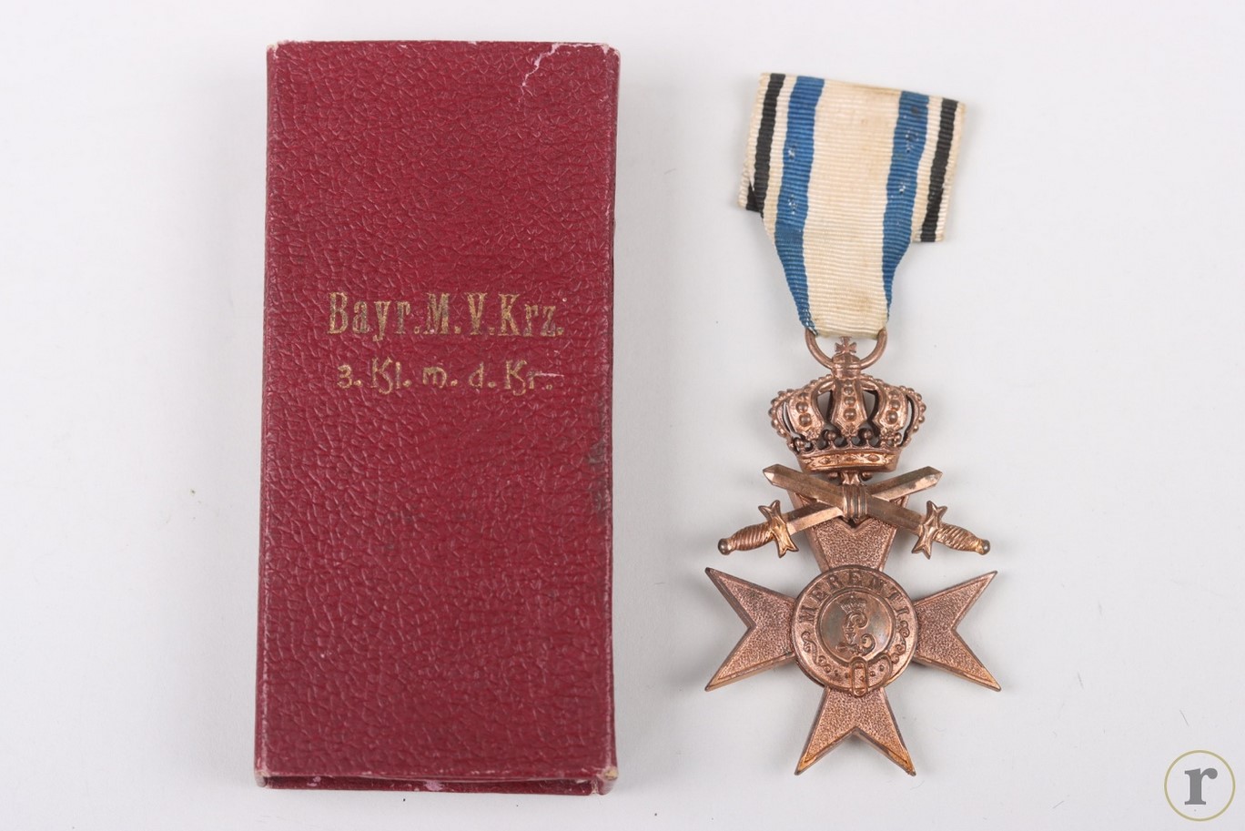 #73-1574 – Bavarian Military Merit Cross 3rd Class with Crown and Swords in case – Weiss & Co