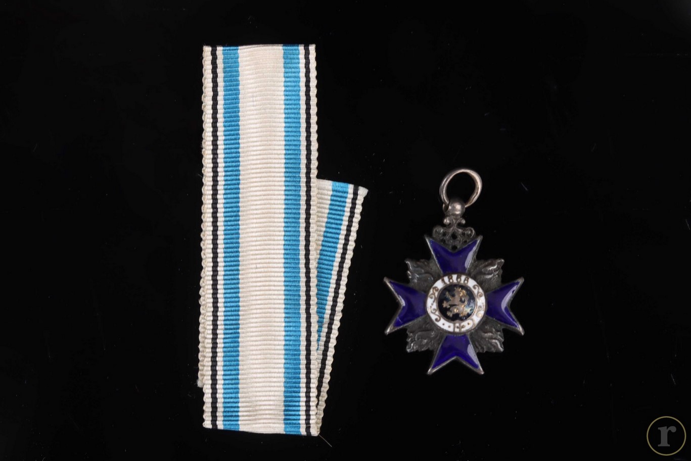 #73-1575 – Medals & Decorations Miniature Bavarian Military Order of Merit Cross 4th class, with old ribbon