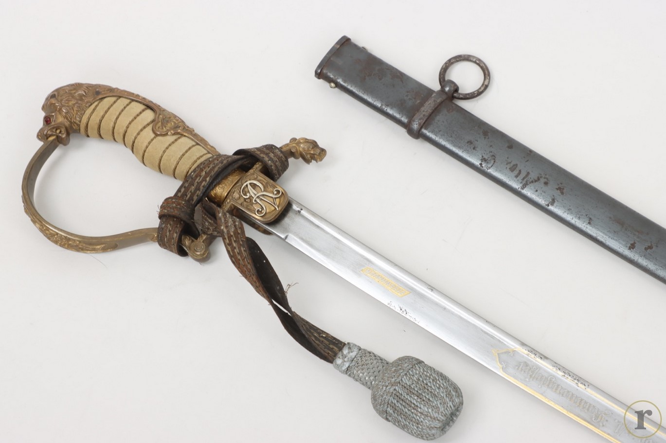 #73-1086 – Kannengießer, Heinrich (General) – lion’s head sabre with Damascus steel blade – Eisenhauer