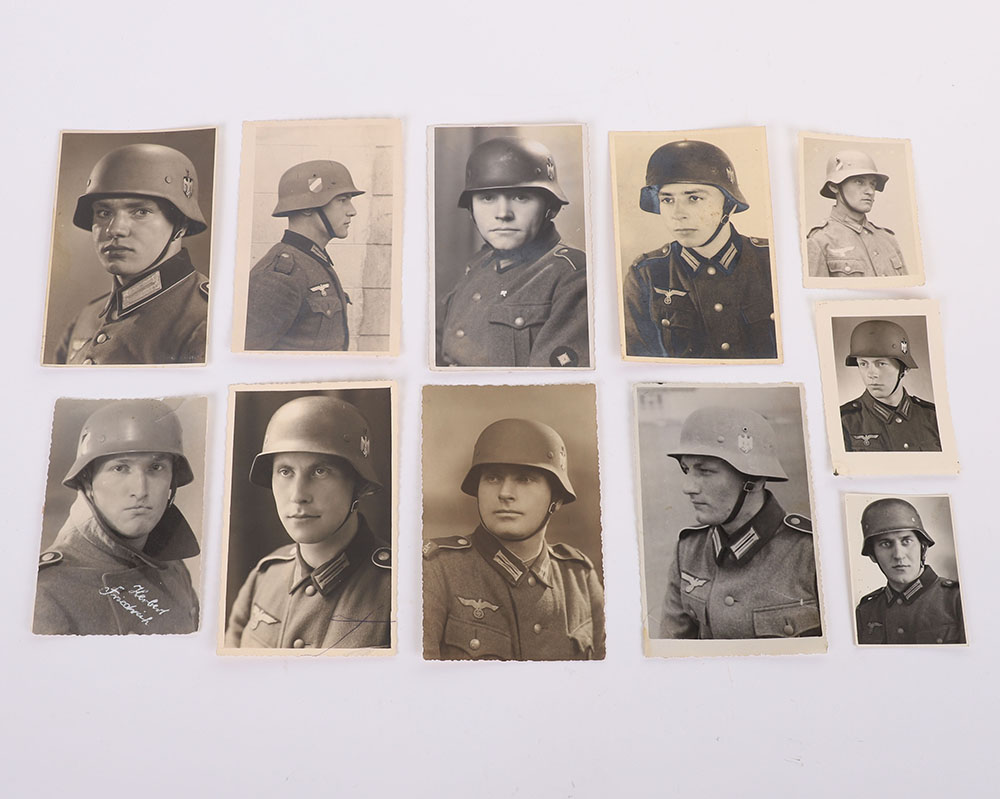 #132 – 8 HEER PHOTO POSTCARDS OF MEN W/ HELMETS