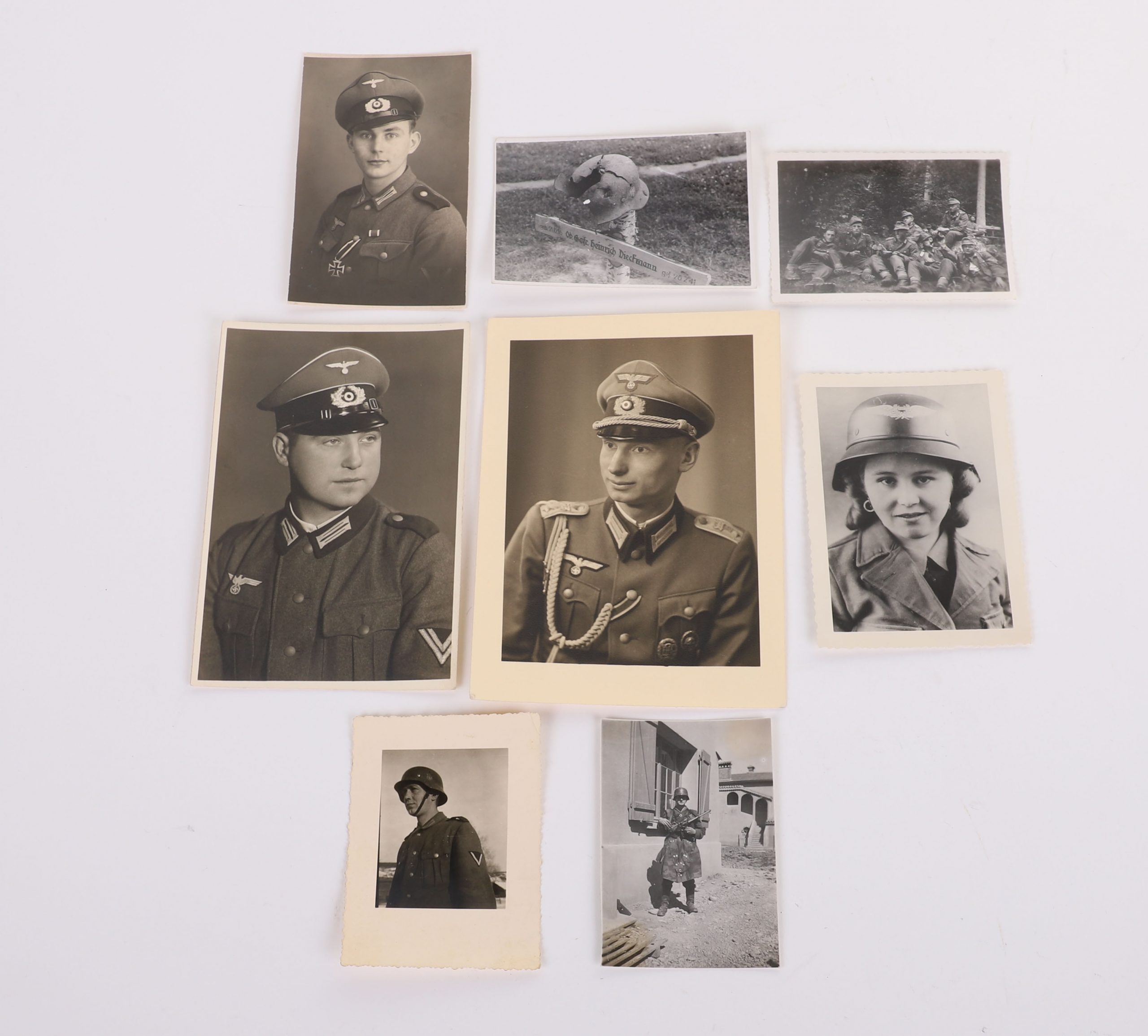 #137 – 2 HEER PHOTO POSTCARDS & 6 MISC. PHOTOS MOSTLY ARMY