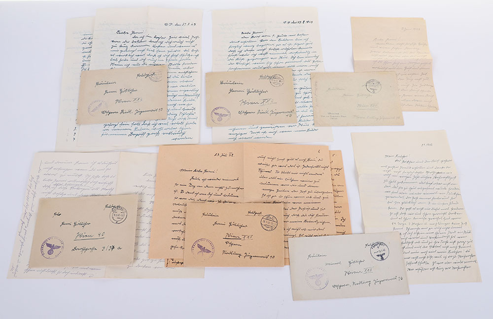 #144 – LOT OF 6 WAFFEN-SS FELPOST LETTERS W/ ENVELOPES