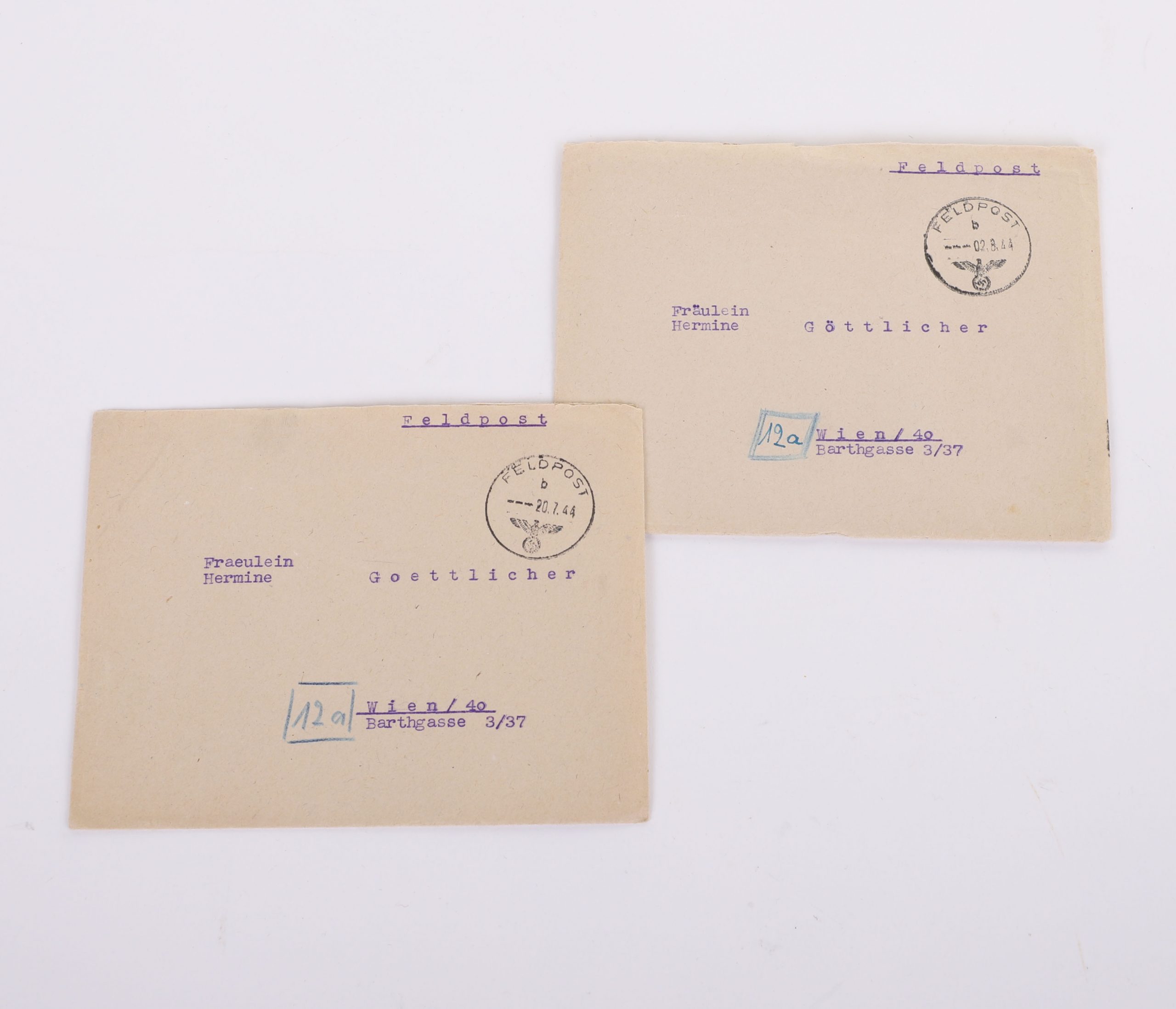 #148 – LOT OF 2 LUFTWAFFE PARATROOPER LETTERS W/ ENVELOPES