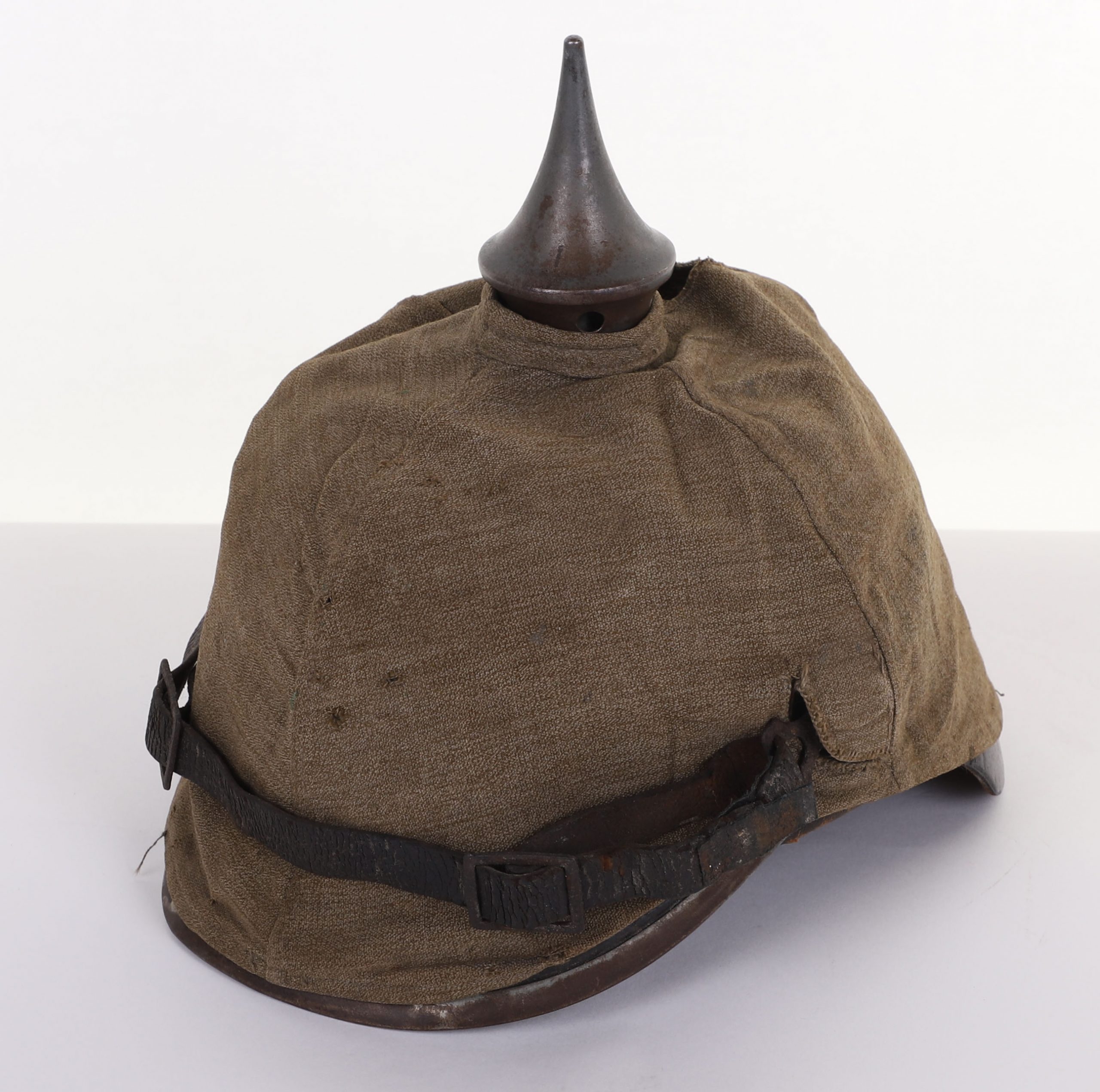 #279 – WW1 GERMAN BADEN M-15 PICKELHAUBE WITH TRENCH COVER