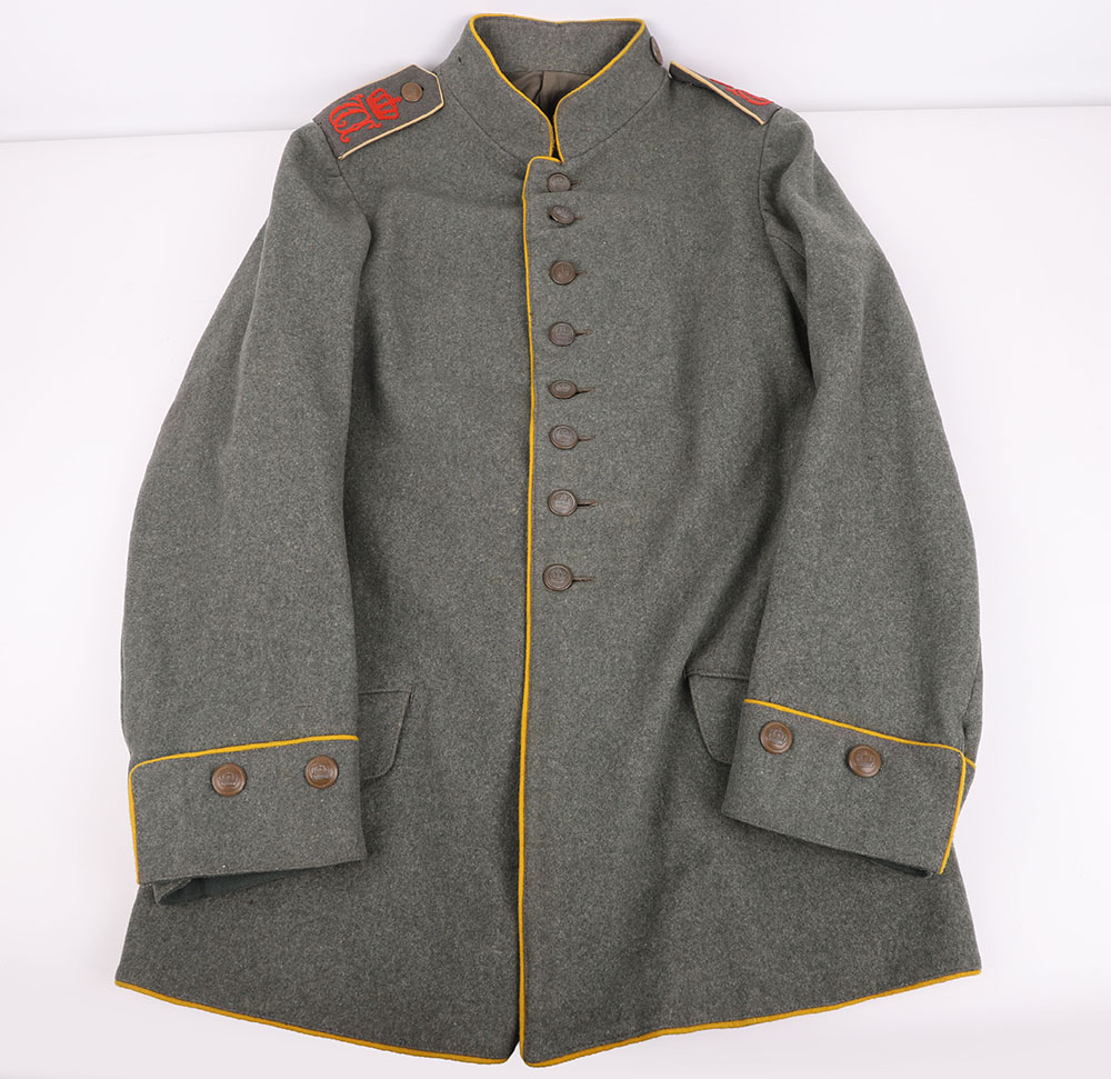 #293 – RARE WW1 IMPERIAL GERMAN 26TH WURTTEMBERG DRAGOONS ENLISTED MANS FIELD GREY TUNIC