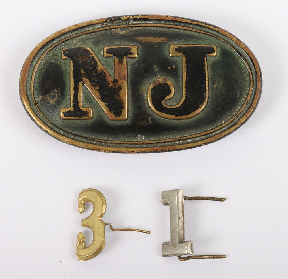 #34 – US CIVIL WAR NEW JERSEY STATE BELT BUCKLE, SCARCE SMALL SIZE,