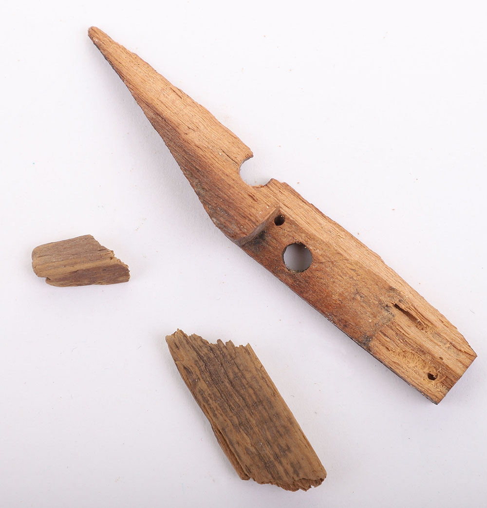 #405 – 2 PIECES OF WOOD. ONE BEING A TIMBER FROM HAPPY DAY MINING COMPANY OWNED BY WYATT EARP