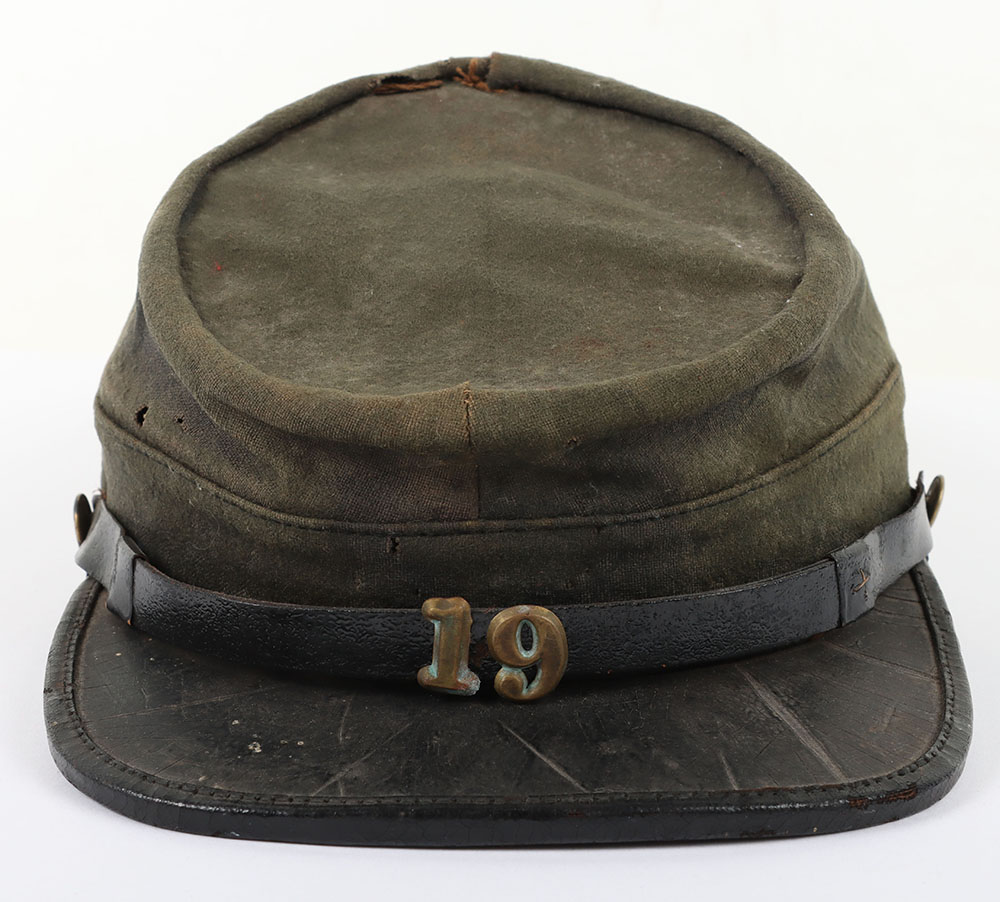 #96 – US CIVIL WAR PERIOD KEPI, WITH CONFEDERATE ID TO A ‘L. D. HUGES’ OF THE 19TH VA