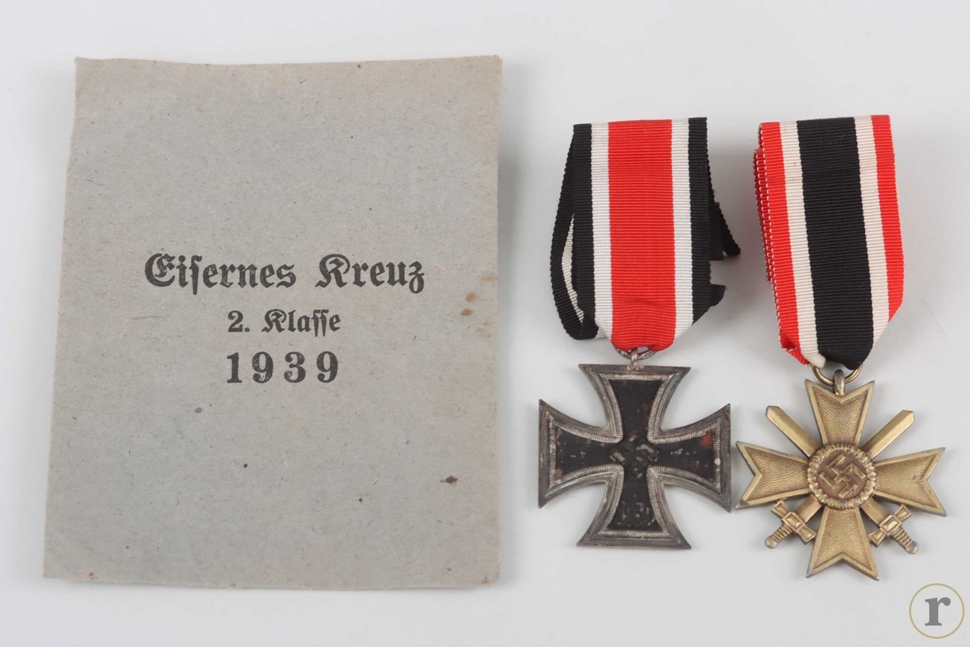 #74-1331 – 1939 Iron Cross 2nd Class ‘122’ J.J Stahl + Pouch + Merit cross 2nd class