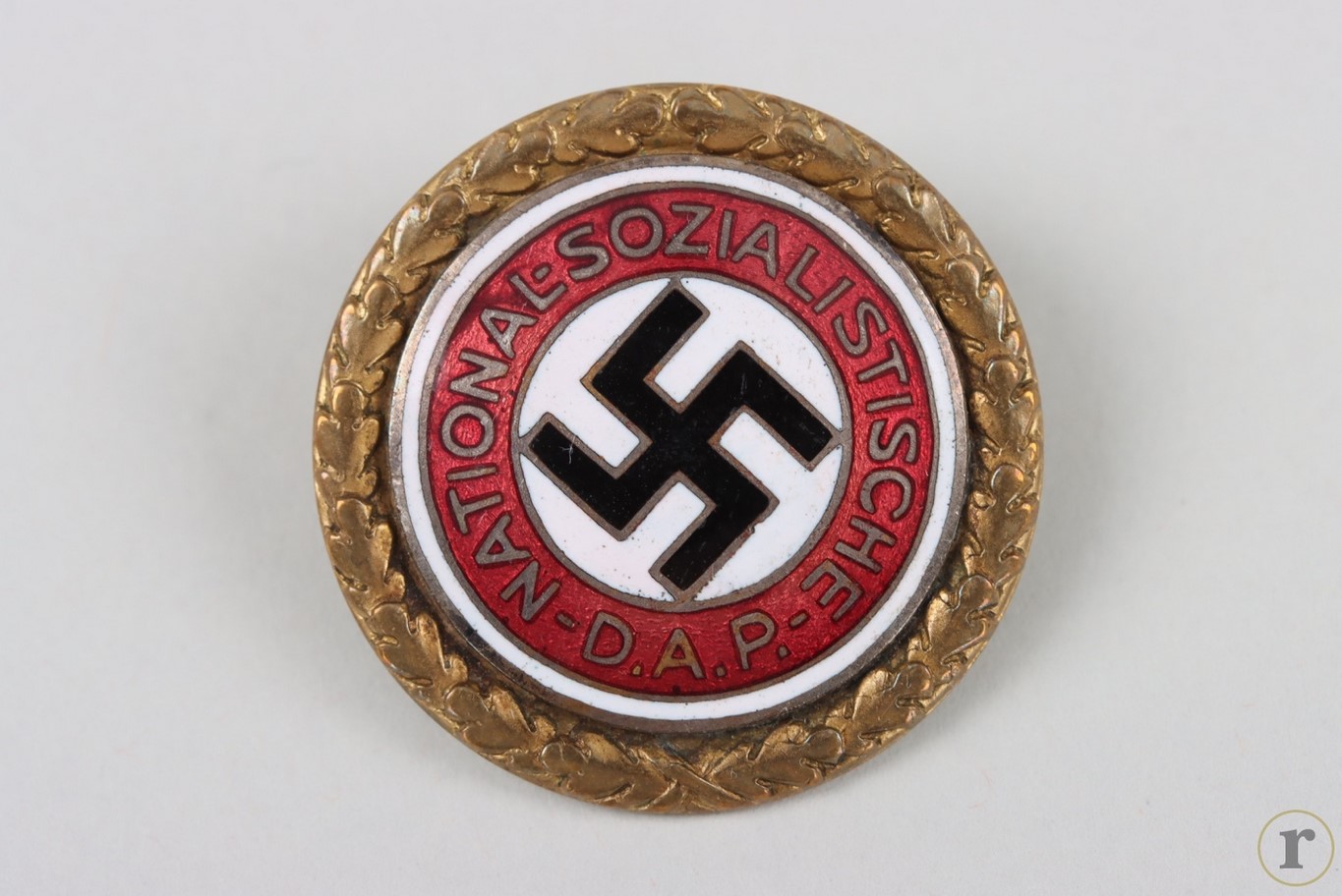 #74-1612 – NSDAP Golden Party Badge ‘65419’ – large type (Deschler)