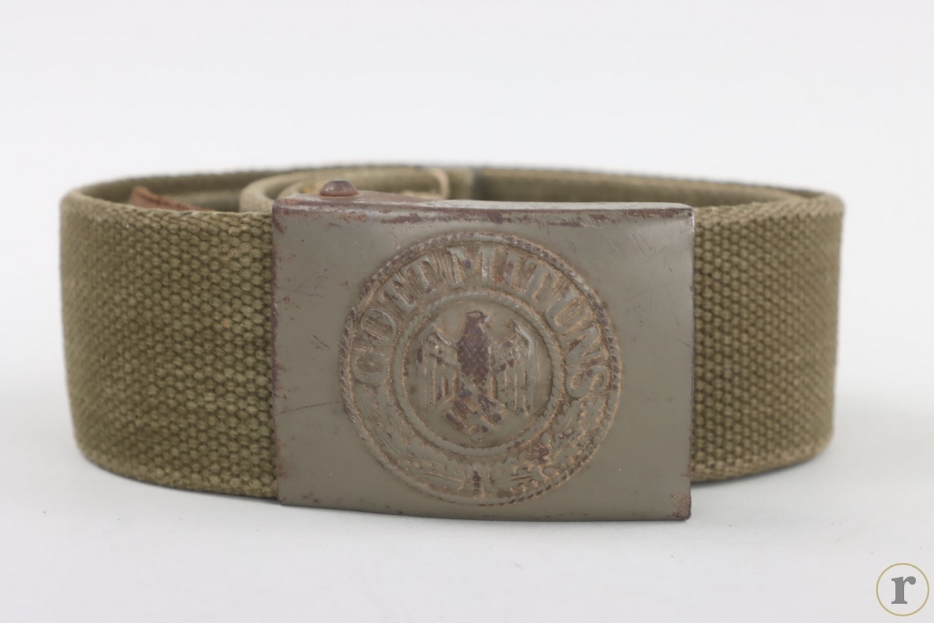 #75-0299 – Heer field buckle ‘Gott mit uns’ (EM/NCO) with tab and webbing belt (tropical)