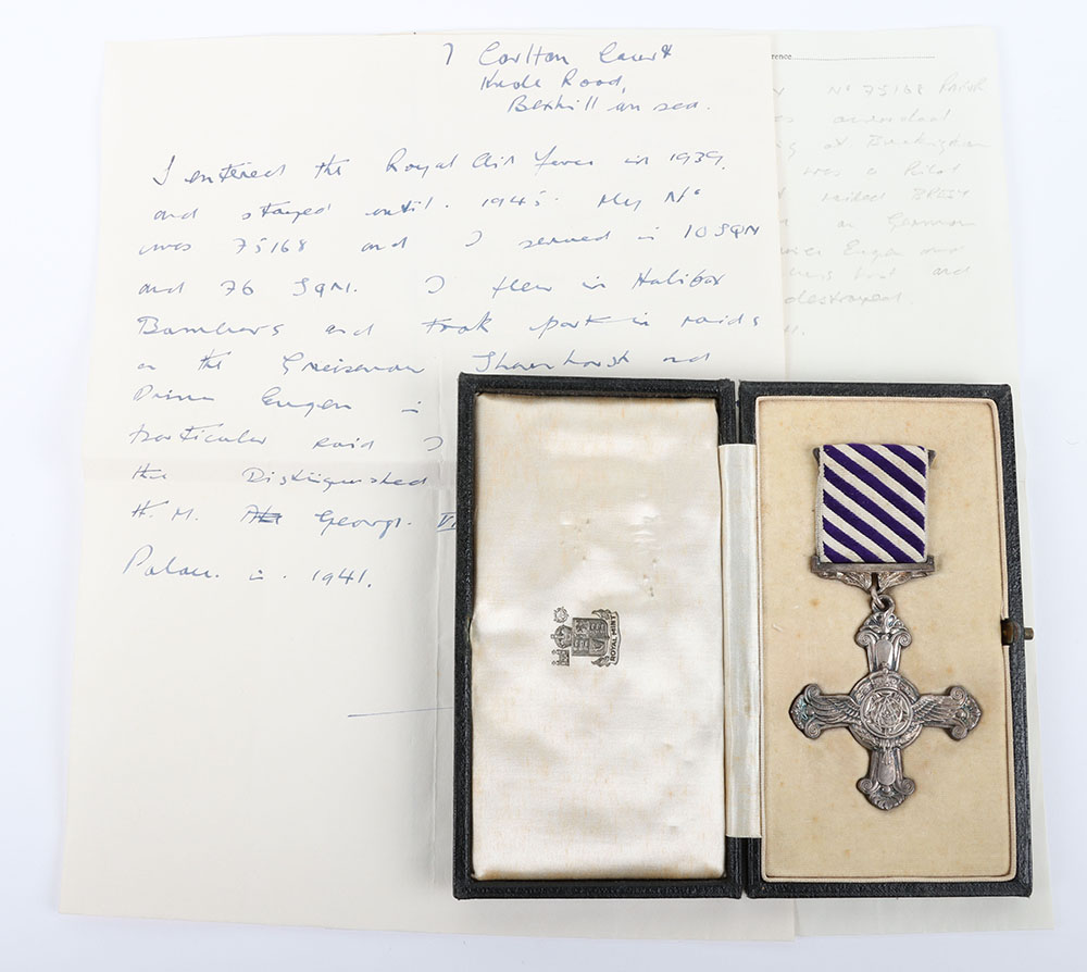 #117 – 1941 Dated Distinguished Flying Cross Attributed to Flight Lieutenant Kenneth Montague Bastin (75168) for the July 1941 Raids on the German Battleships Gneisenau, Scharnhorst and Prinz Eugen