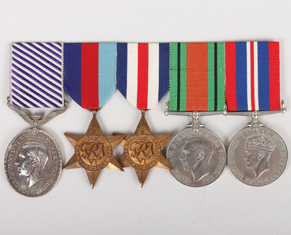 #123 – WW2 1945 Bomber Command Distinguished Flying Medal Group of 5 to a Mid-Upper Gunner in a 12 Squadron Lancaster Bomber, Who Flew at least 29 Operational Sorties and was Credited with Destroying 1 Enemy Aircraft and Damaging at least 1 Other