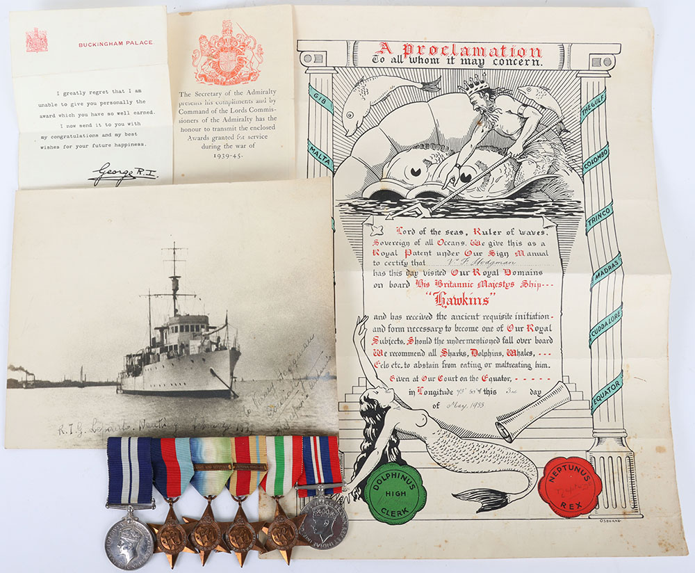 #128 – A Good 1942 Battle of the Atlantic Distinguished Service Medal Group of Six for the Destruction of the Italian Submarine Pietro Calvi by H.M.S. Lulworth